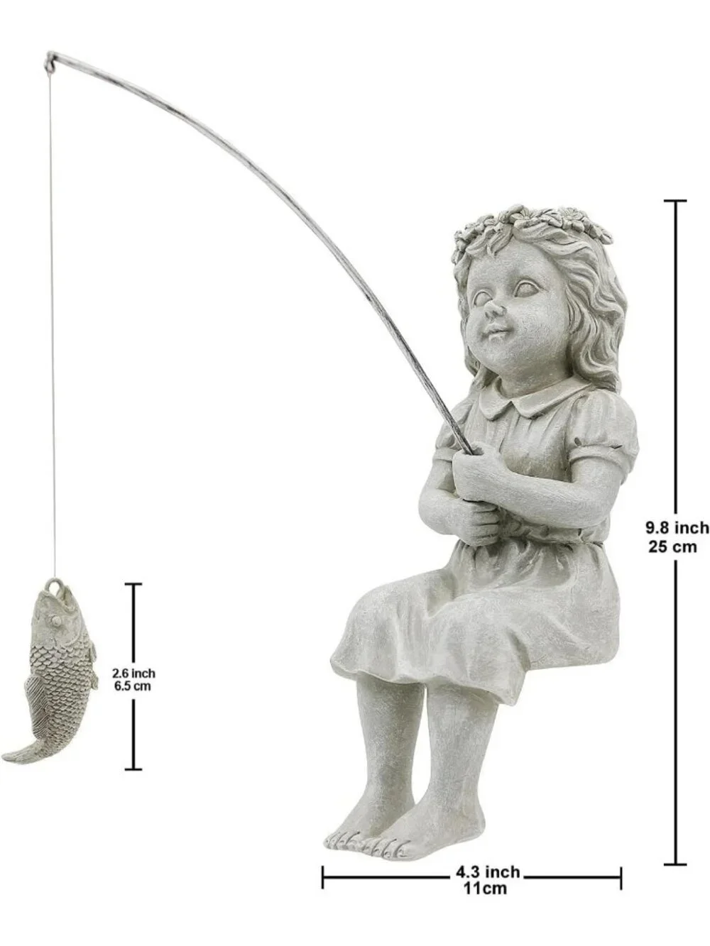 Charming Fishergirl Statue for Garden, Home & Pond Decor | Outdoor/Indoor